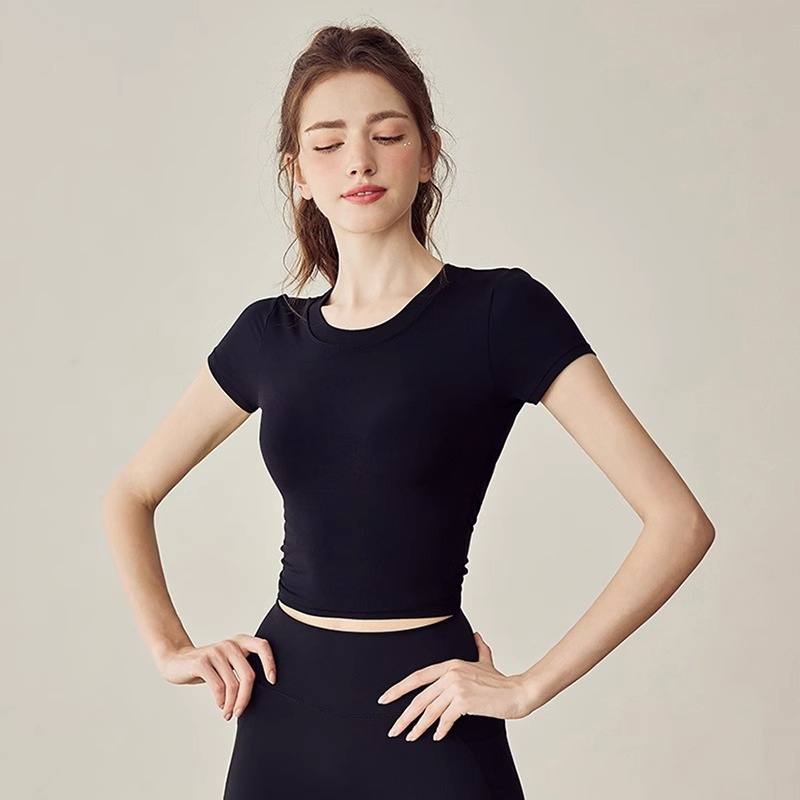 Cro-Border Beauty Back Pilate Yoga Shirt Short Sleeve Fitne T-Shirt Outer Wear New Backle Women' One-Piece_desvips.com