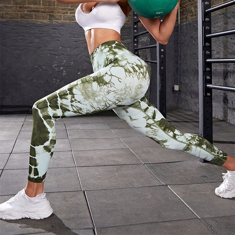 Surge New Cross-Border Seamless Tie-Dye Yoga High Waist Peach Hip Fitness Pants Running Outdoor Sports Women's Leg-Lengthening_desvips.com