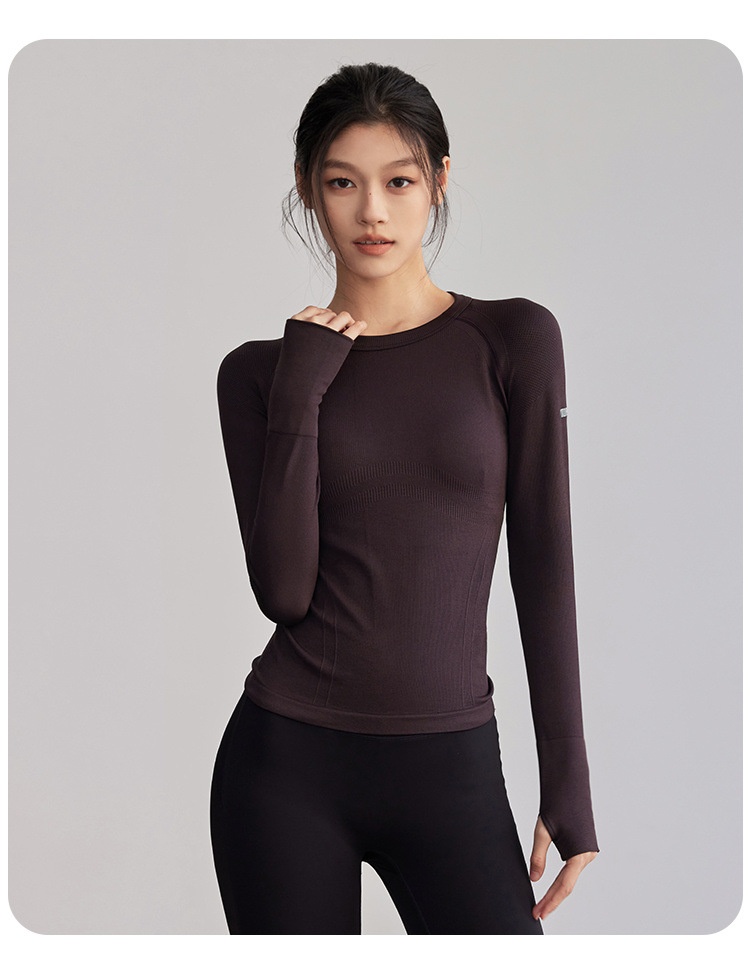 Surge Round Neck Tight Yoga Clothes Quick Dry Running Sports Tops Professional Pilates Training Elastic Long Sleeve_desvips.com