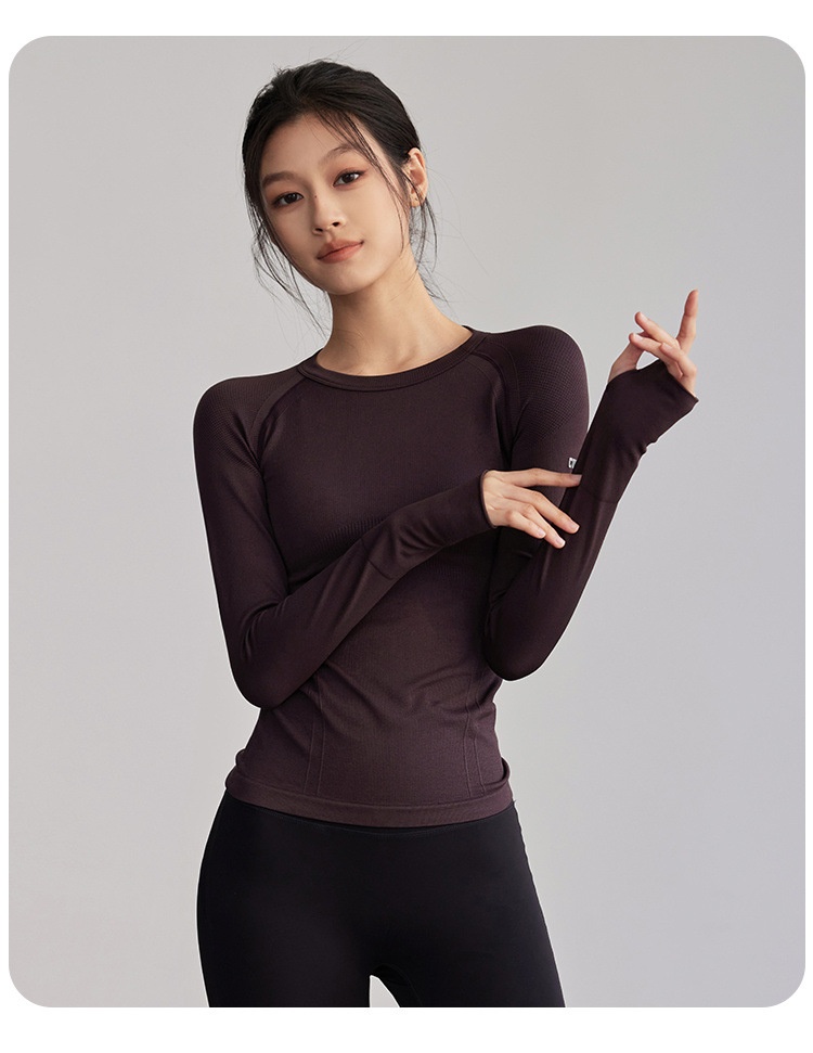Surge Round Neck Tight Yoga Clothes Quick Dry Running Sports Tops Professional Pilates Training Elastic Long Sleeve_desvips.com