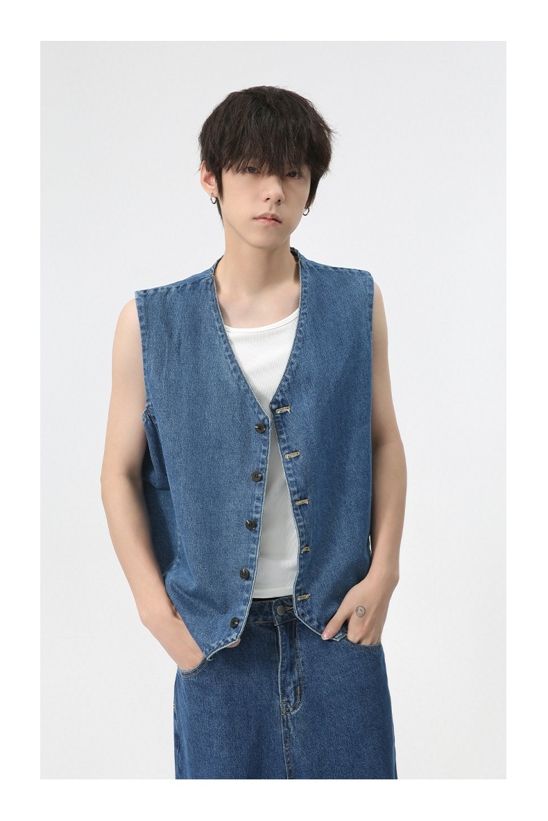 Nordmann MTLCLOTHES Men's Clothing|Fashion Retro Mini Dress Denim Vest Set Casual Versatile_voghion.com