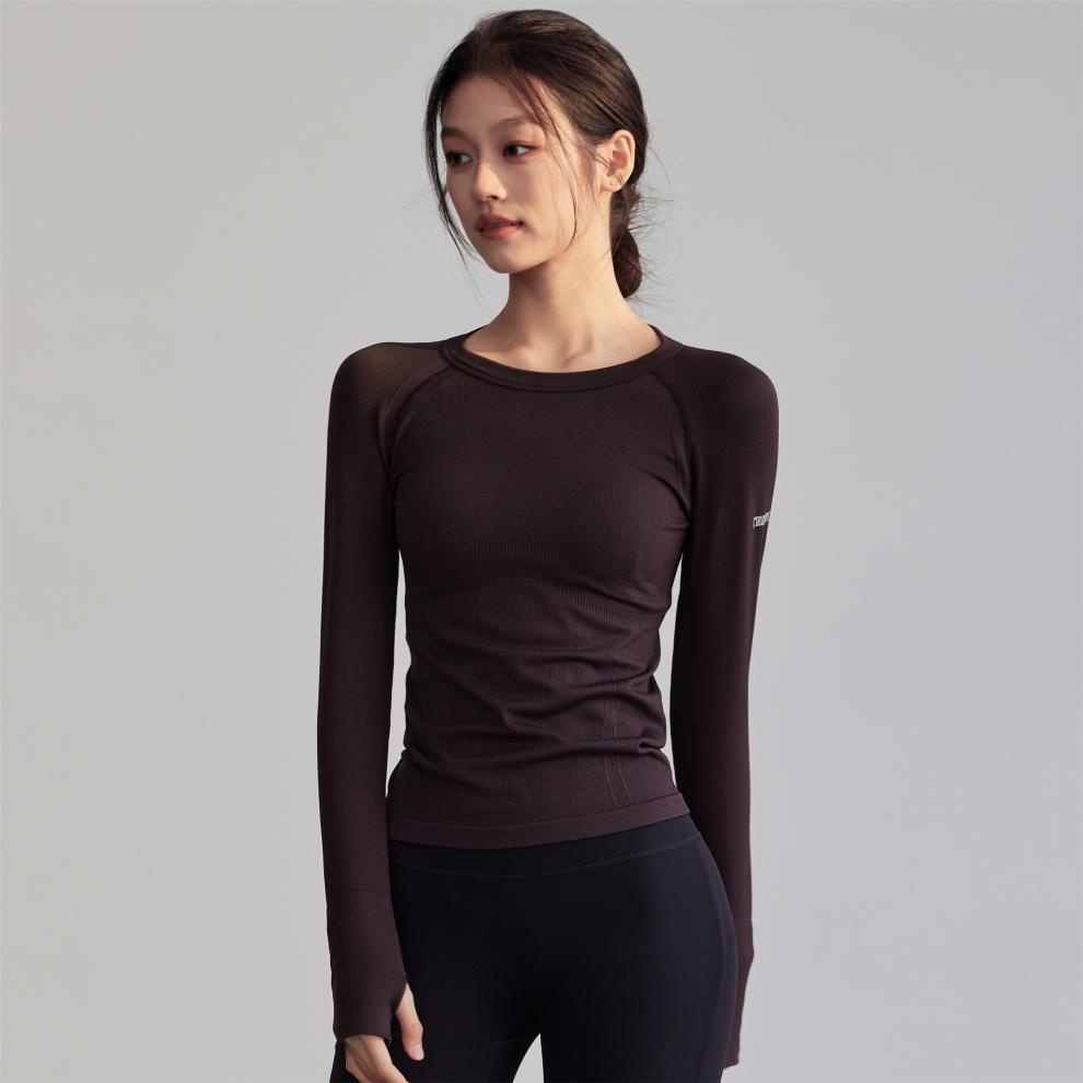 Surge Round Neck Tight Yoga Clothes Quick Dry Running Sports Tops Professional Pilates Training Elastic Long Sleeve_desvips.com