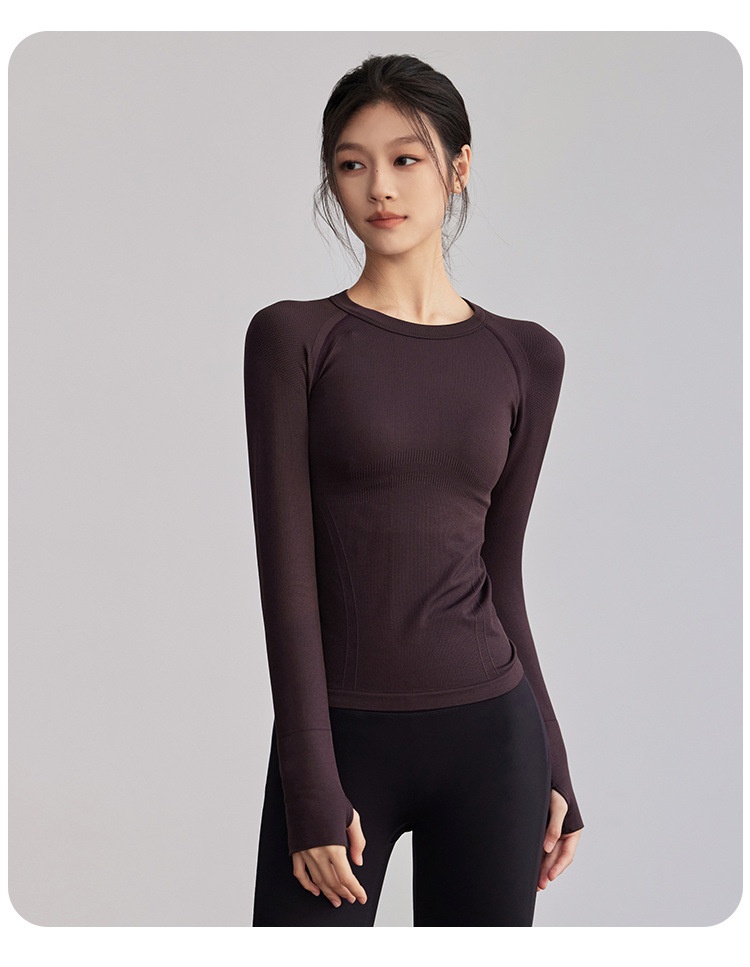 Surge Round Neck Tight Yoga Clothes Quick Dry Running Sports Tops Professional Pilates Training Elastic Long Sleeve_desvips.com