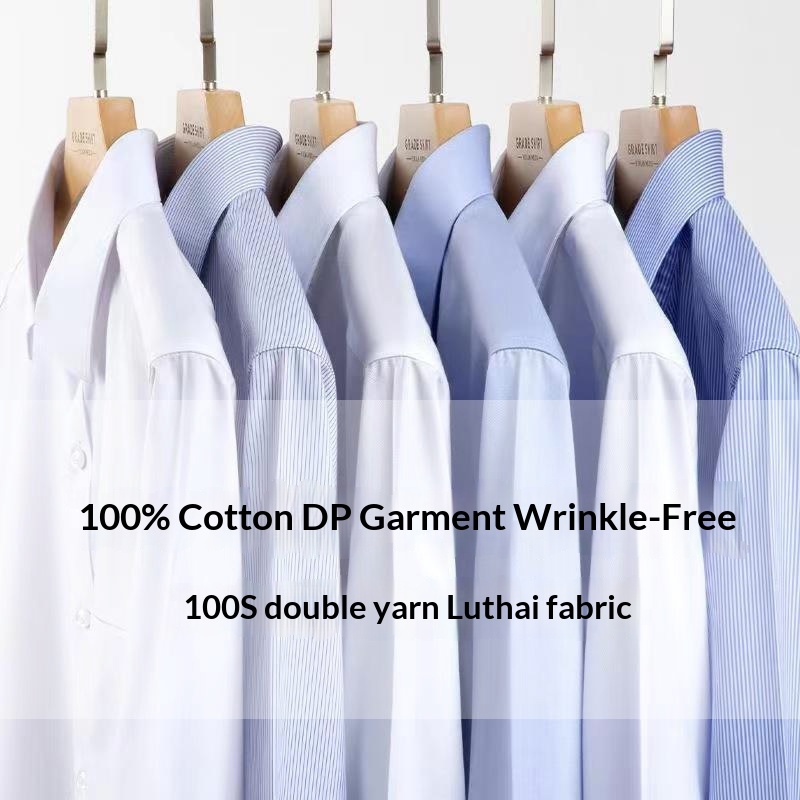 Nordmann High-end Pure Cotton DP Ready-to-Wear Non-Iron Men's Long Sleeve Shirt Unisex Professional Formal Wear Embroidered_voghion.com