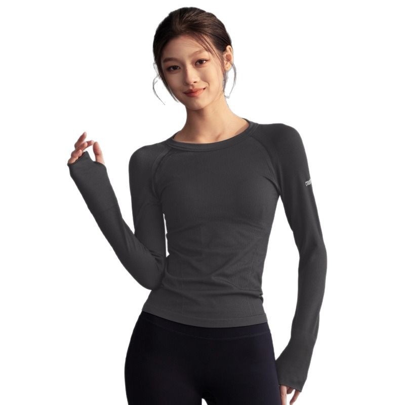 Surge Round Neck Tight Yoga Clothes Quick Dry Running Sports Tops Professional Pilates Training Elastic Long Sleeve_desvips.com