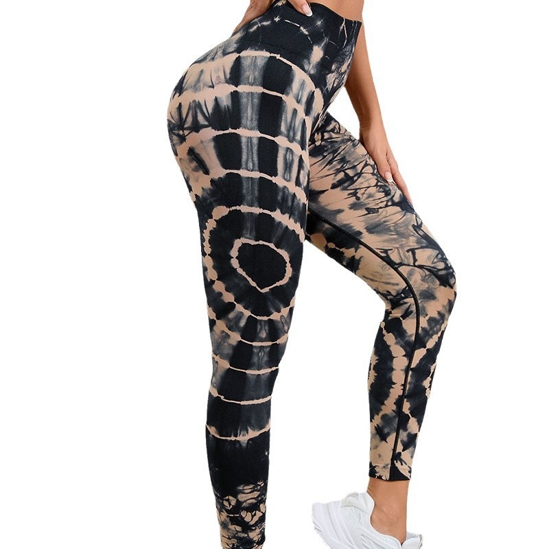 Surge New Cross-Border Seamless Tie-Dye Yoga High Waist Peach Hip Fitness Pants Running Outdoor Sports Women's Leg-Lengthening_desvips.com