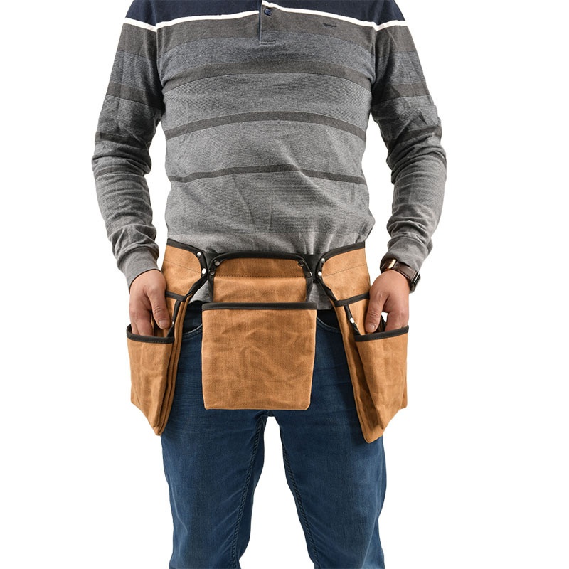 Lillian European And American Craftsman Oil Wet Wax Canvas Tool Bag Woodworking Gardening Floral Retro Work Apron_voghion.com