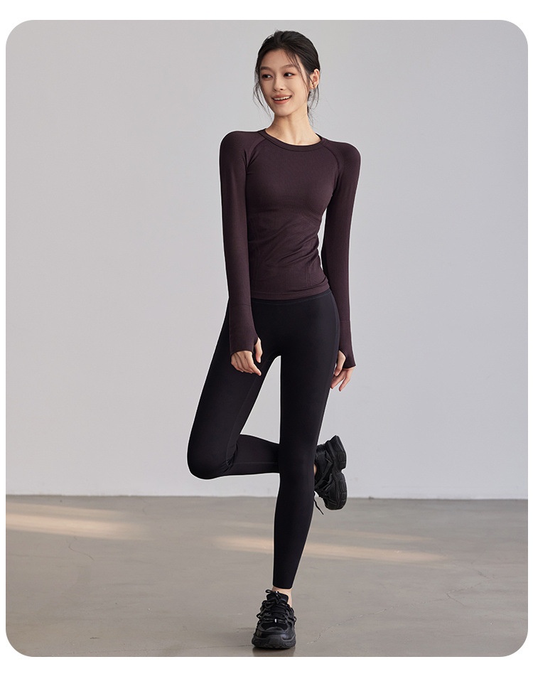 Surge Round Neck Tight Yoga Clothes Quick Dry Running Sports Tops Professional Pilates Training Elastic Long Sleeve_desvips.com
