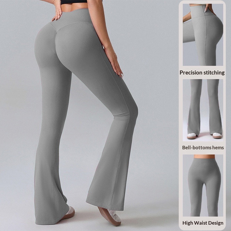 Surge Cross-Border Yoga For Women High Waist Slimming Slightly Flared Wide-Leg Peach Hip Lift Sports Fitness Long Pants_voghion.com
