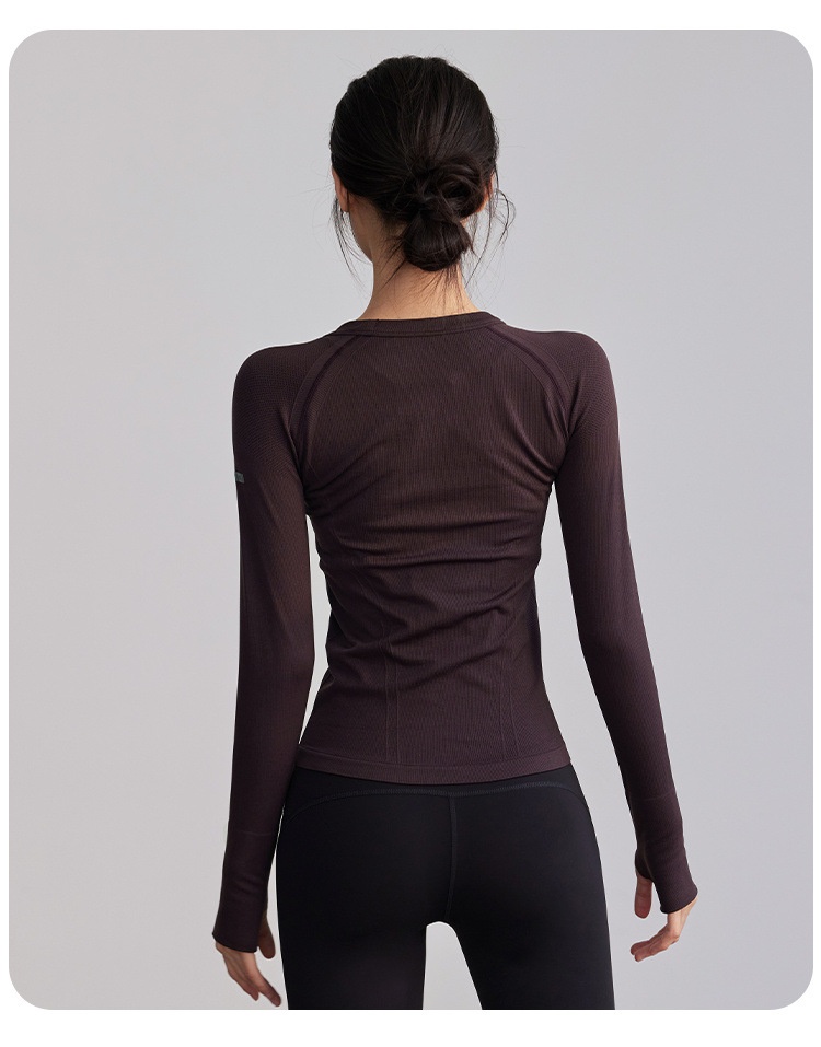 Surge Round Neck Tight Yoga Clothes Quick Dry Running Sports Tops Professional Pilates Training Elastic Long Sleeve_desvips.com