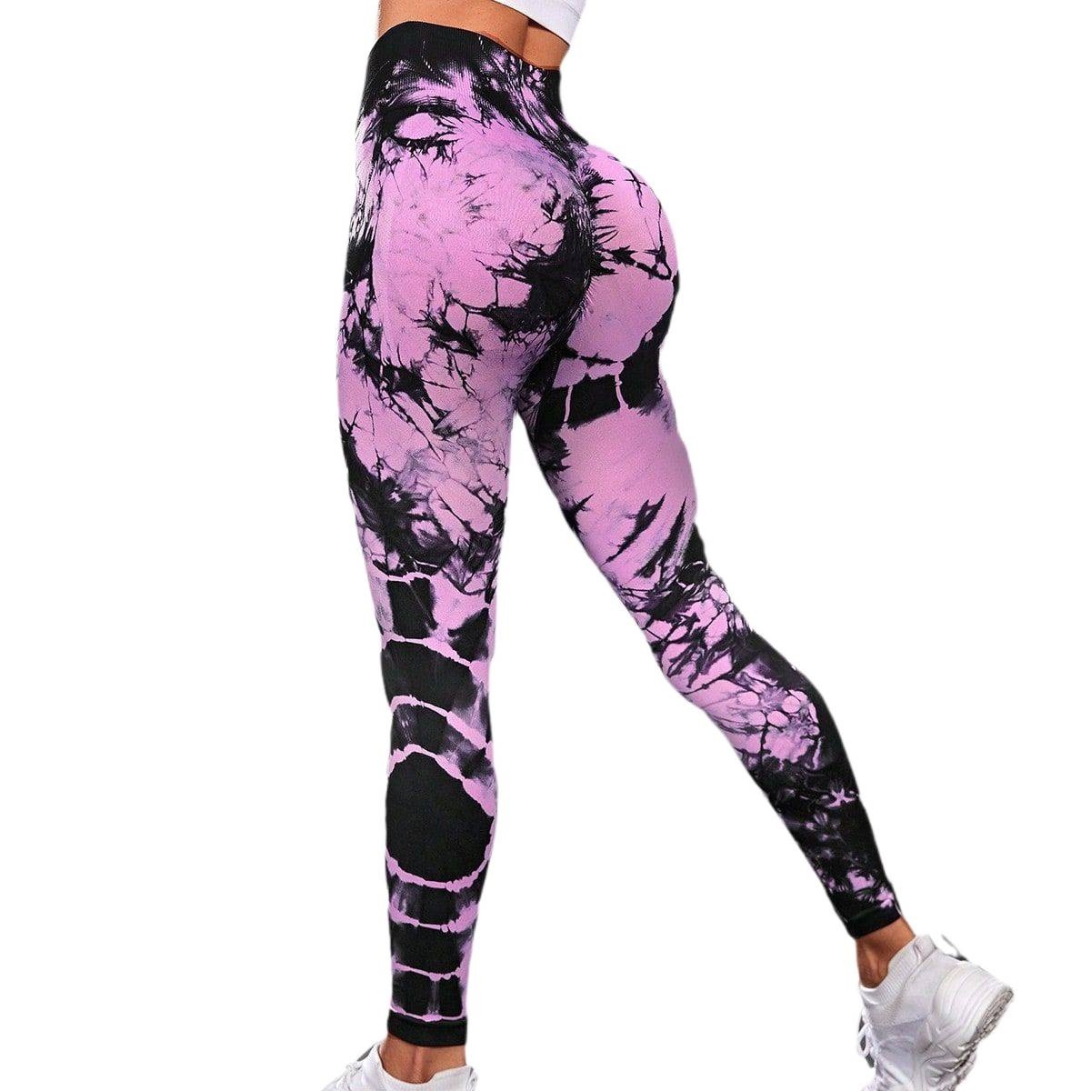 Surge Jenny Cross-Border Tie-Dye For Women Outdoor Spor Running Fitness High Waist Butt-Lifting Tummy Control Peach Yoga_desvips.com