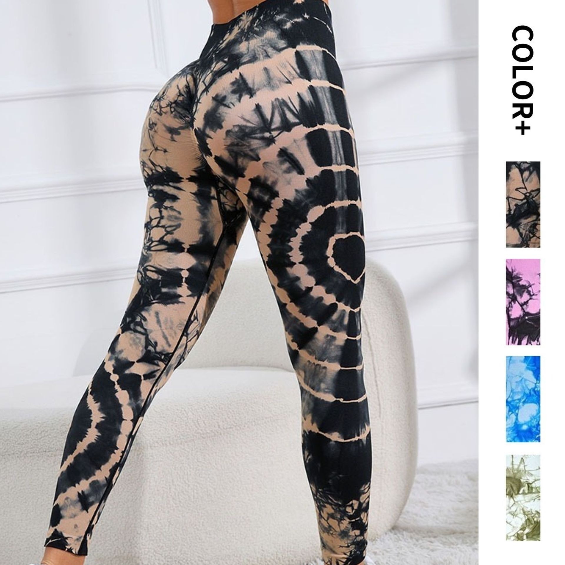 Surge New Cross-Border Seamless Tie-Dye Yoga High Waist Peach Hip Fitness Pants Running Outdoor Sports Women's Leg-Lengthening_desvips.com