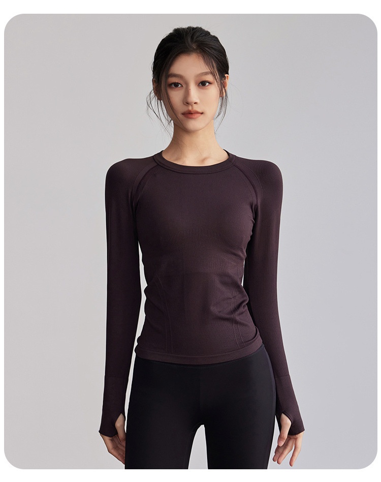 Surge Round Neck Tight Yoga Clothes Quick Dry Running Sports Tops Professional Pilates Training Elastic Long Sleeve_desvips.com