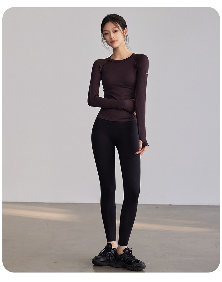 Surge Round Neck Tight Yoga Clothes Quick Dry Running Sports Tops Professional Pilates Training Elastic Long Sleeve_desvips.com