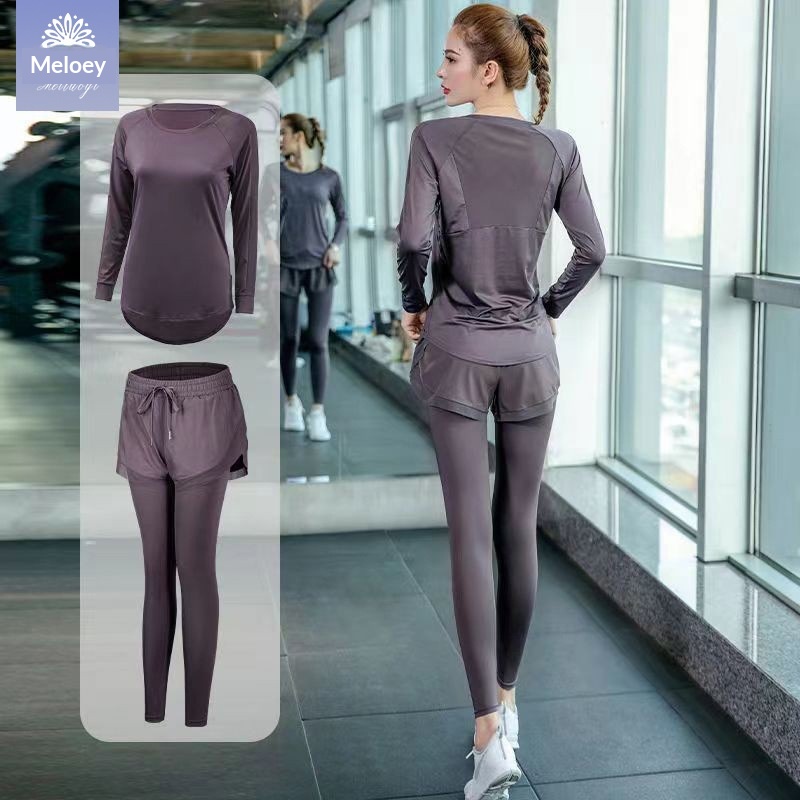 Surge Neue professionelle lange Hose mit langen Ärmeln, Herbst-Yoga-Sportanzug, locker, figurformend, schnelltrocknend, Fitnessanzug für Damen_voghion.com