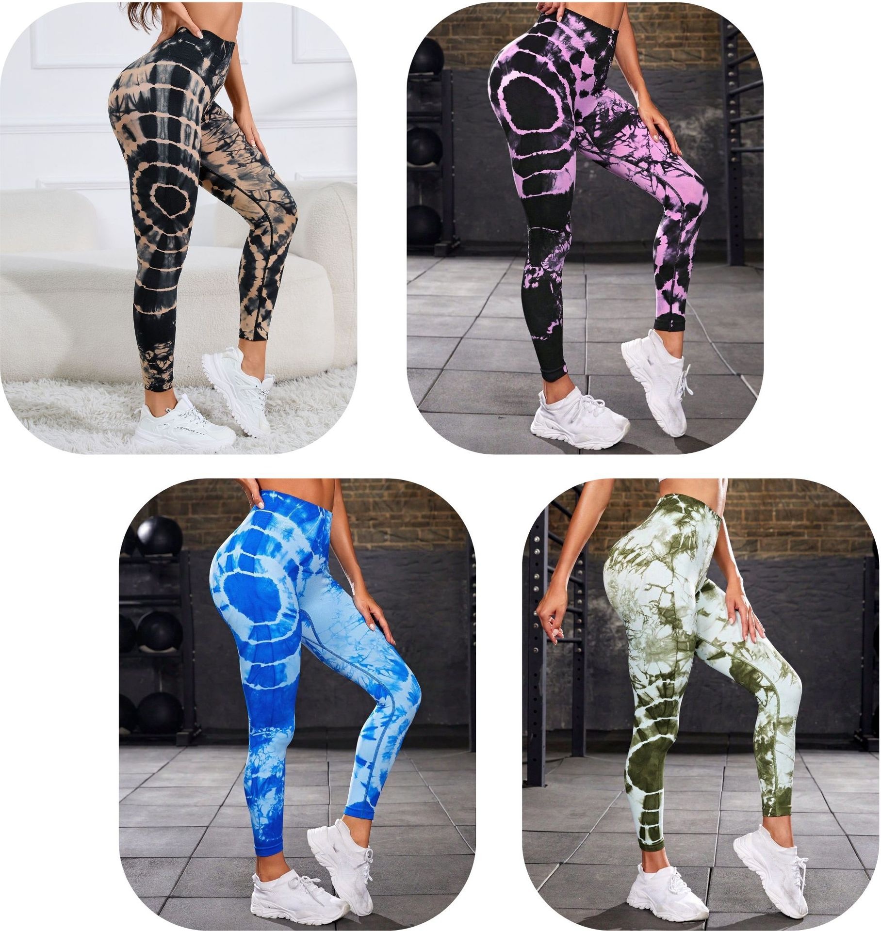 Surge New Cross-Border Seamless Tie-Dye Yoga High Waist Peach Hip Fitness Pants Running Outdoor Sports Women's Leg-Lengthening_desvips.com