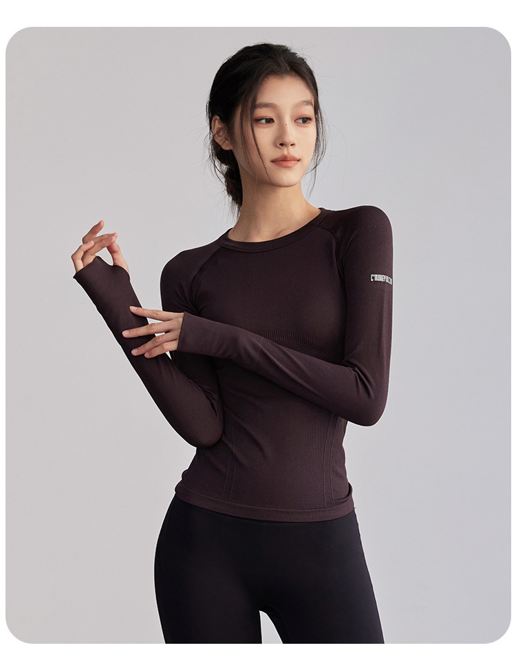 Surge Round Neck Tight Yoga Clothes Quick Dry Running Sports Tops Professional Pilates Training Elastic Long Sleeve_desvips.com