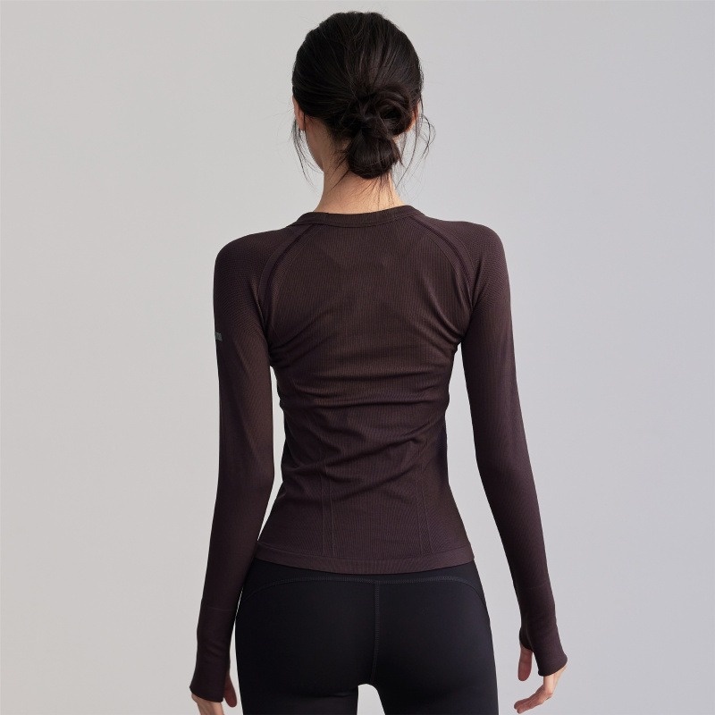 Surge Round Neck Tight Yoga Clothes Quick Dry Running Sports Tops Professional Pilates Training Elastic Long Sleeve_desvips.com