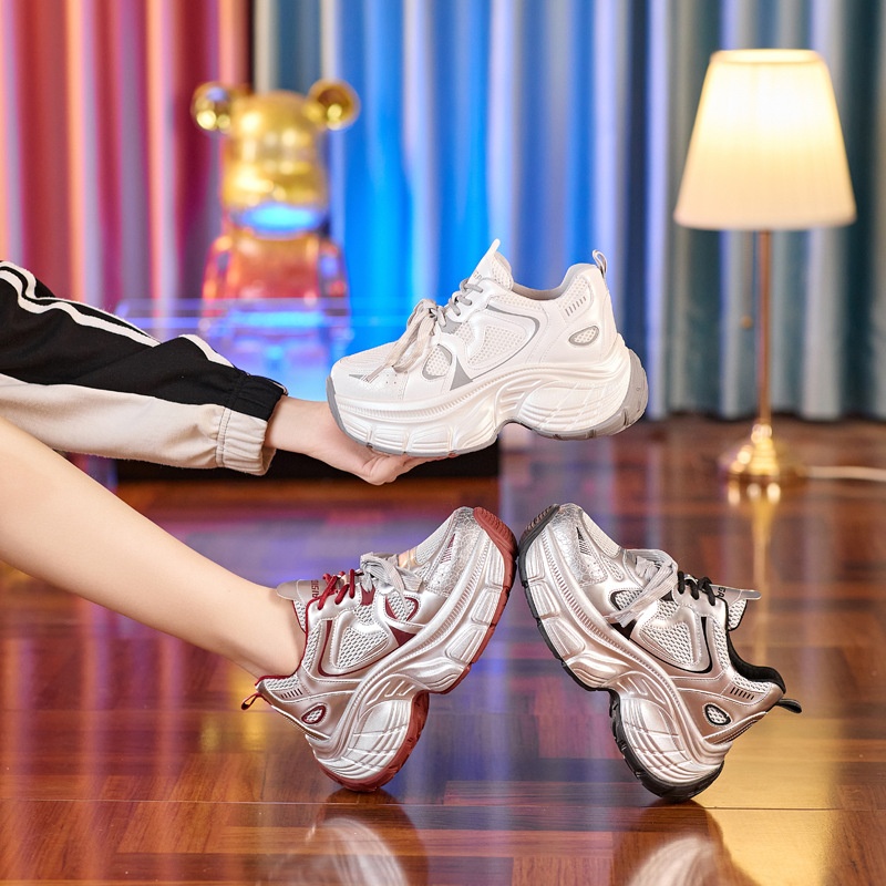 Dad Sneakers Frühjahr 2025 – Neue, vielseitige, atmungsaktive Mesh-Sneaker für Damen mit dicker Sohle und Höhenverstärkung_voghion.com