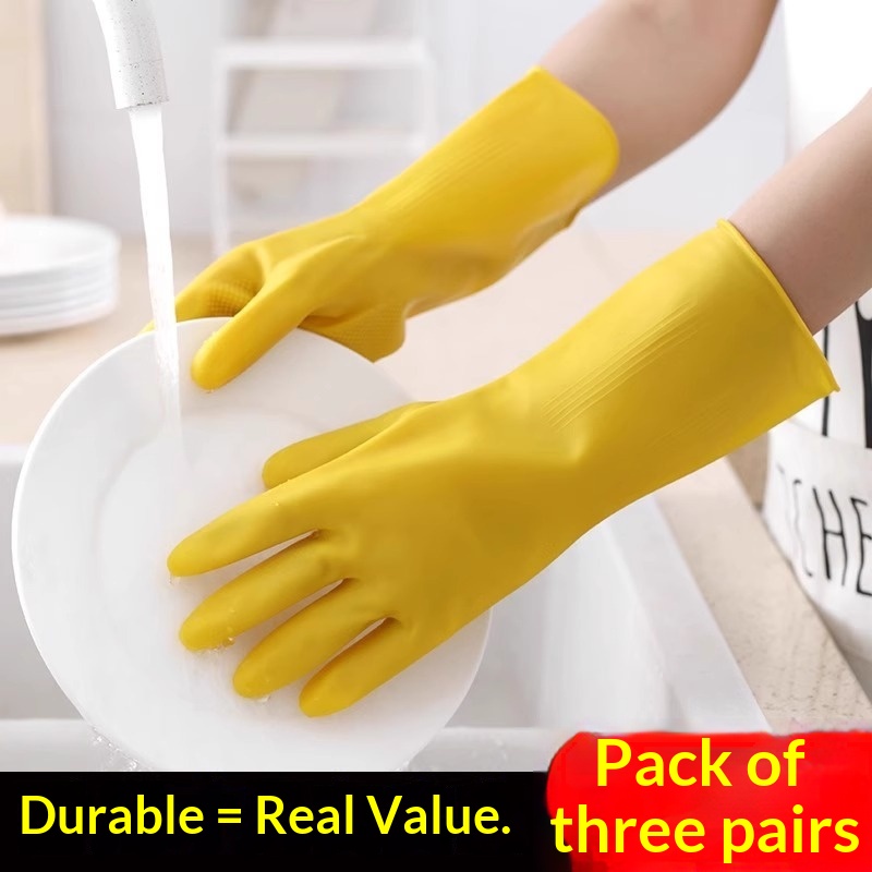 Lillian Thickened Rubber Gloves For Women Dishwashing Cleaning Household Work Laundry Latex Wear-resistant_voghion.com