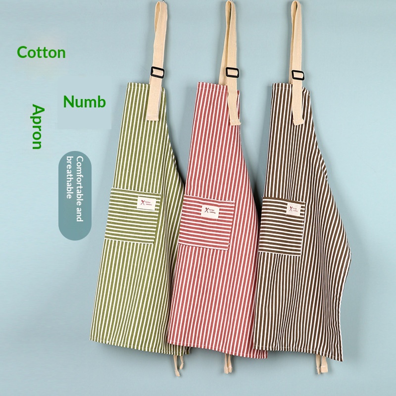 Lillian Manufacturer Wholesale Advertising Cotton Linen Striped Fashion Household Breathable Restaurant Home Kitchen Apron_voghion.com