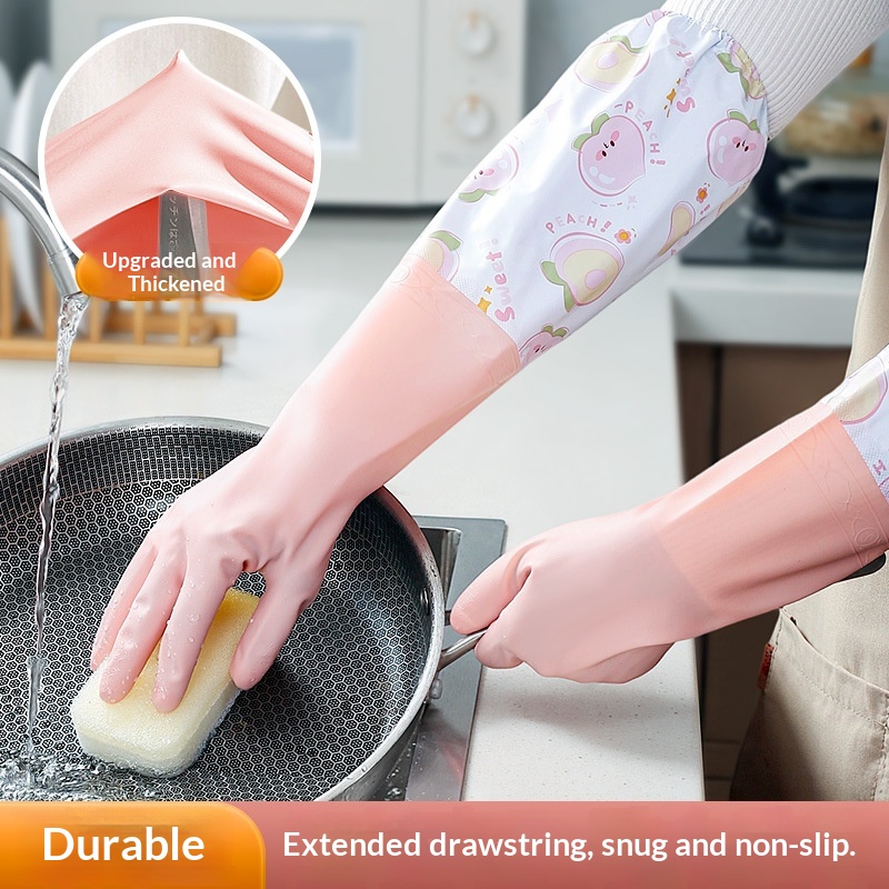 Lillian Winter Warm Dishwashing Waterproof Rubber Fleece Lined Thickened Laundry Latex Kitchen Durable Household Gloves_voghion.com