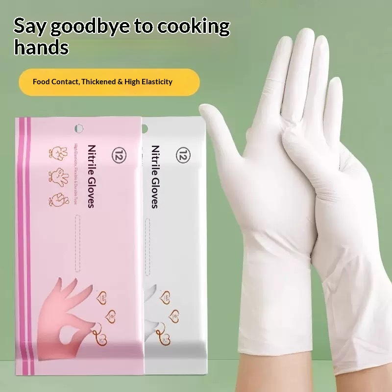 Lillian Nitrile Disposable Food Grade Extended Thickened Catering Dishwashing Household Cleaning Kitchen Gloves Waterproof_voghion.com