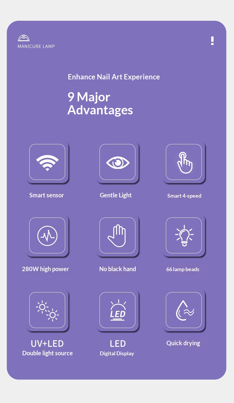 Fabrika Üretimi Hızlı Kuruyan Jel Oje UV Kürleme LED Tırnak Lambası_voghion.com