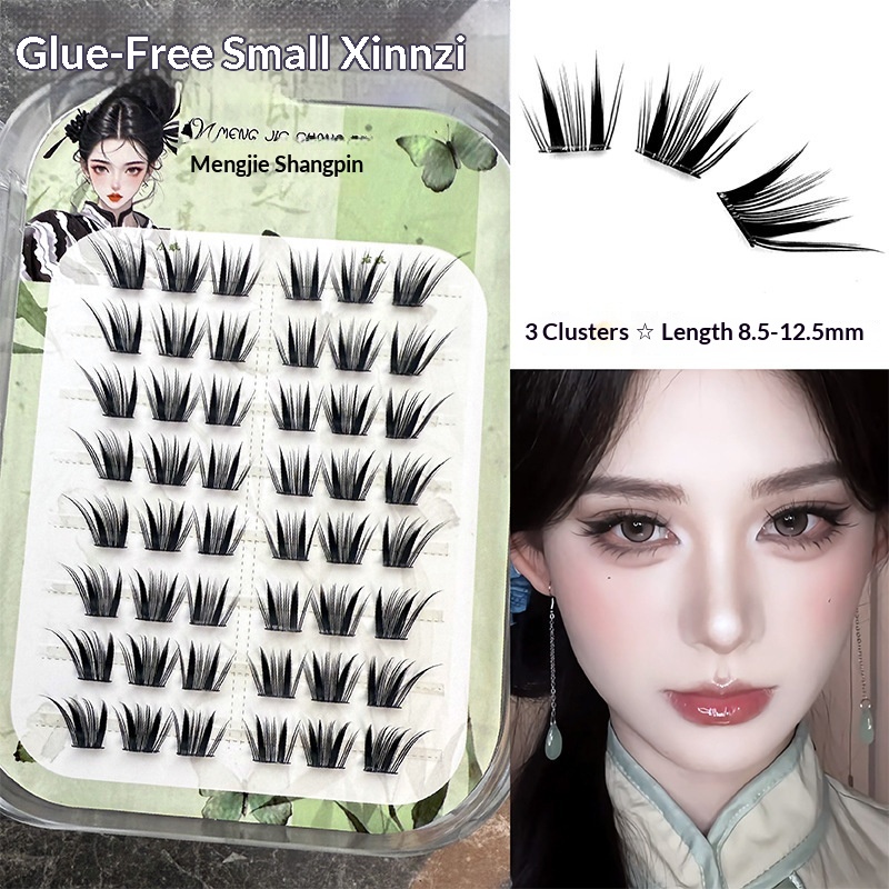 Menglash Premium No-Glue Small Letter False Dense Natural Chinese Fox Style Beginner Segment Self-Adhesive Eyelashes_voghion.com