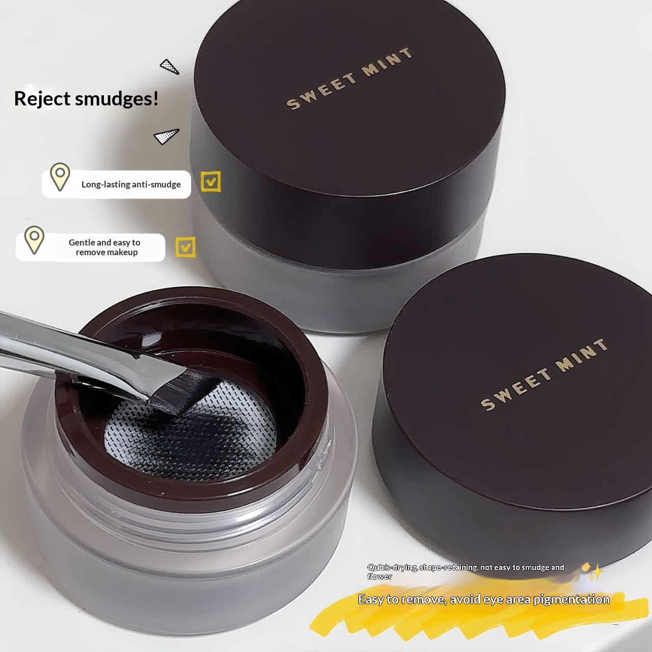 SWEETMINT Cream, Smudge-Resistant, Long-Lasting Color, Suitable Beginners, Dual-Use For Eyeliner And Eyebrows_voghion.com