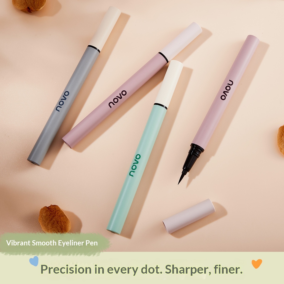 NOVO Colorful Smooth Quick-Drying Film-Forming Long-Lasting Waterproof Oil-Proof Smudge-Proof Color Eyeliner Pen_voghion.com