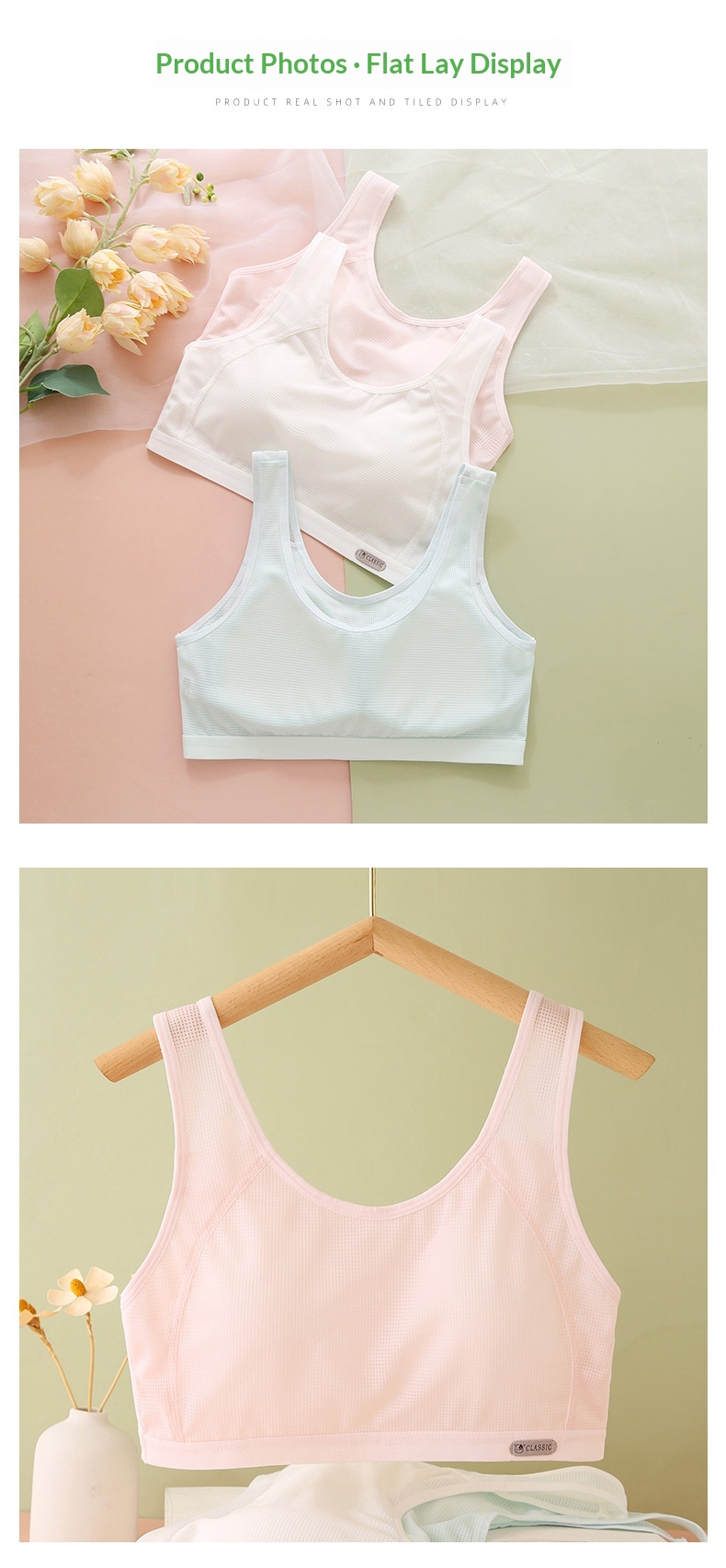 Surge Surge Girls' Underwear Developmental Period, Small Vest Middle And High School Students, Wide Shoulder Straps, Anti-Bump Bra_desvips.com