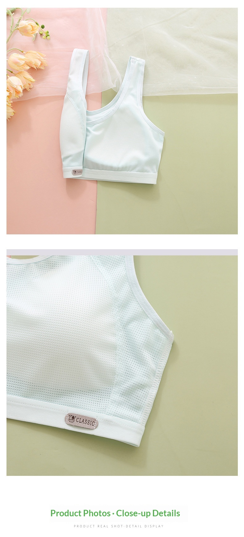 Surge Surge Girls' Underwear Developmental Period, Small Vest Middle And High School Students, Wide Shoulder Straps, Anti-Bump Bra_desvips.com