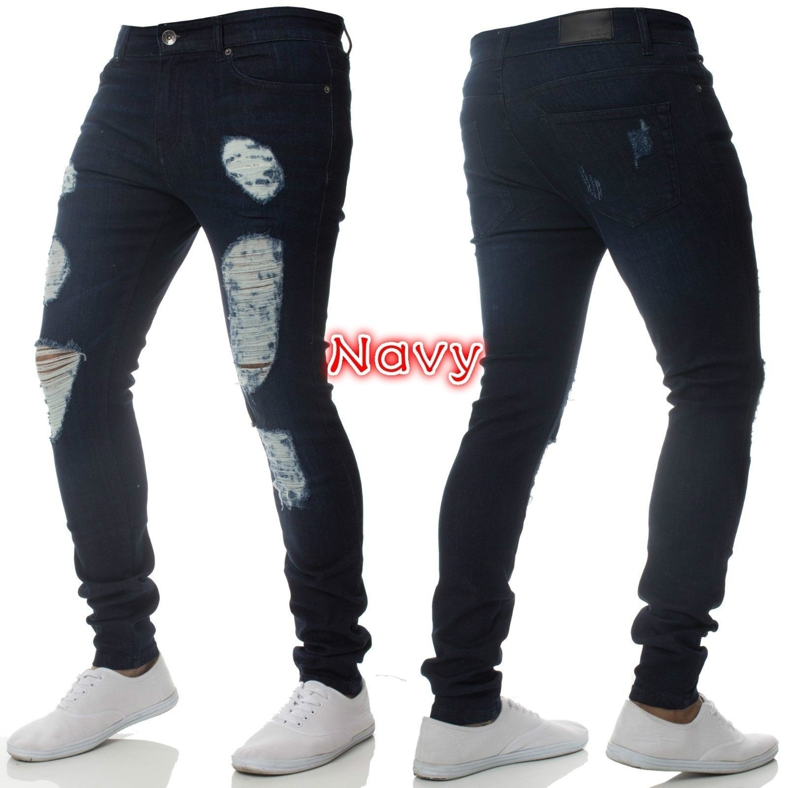 ELLE New European And American Style Men's From , Cross-Border Trade, Distressed Trendy Slim High-Waisted Jeans,_mkmklike.com