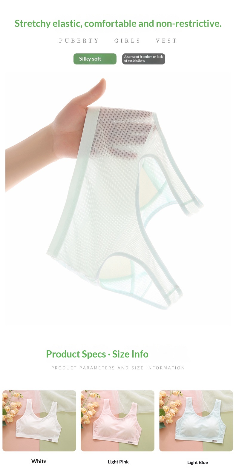 Surge Surge Girls' Underwear Developmental Period, Small Vest Middle And High School Students, Wide Shoulder Straps, Anti-Bump Bra_desvips.com