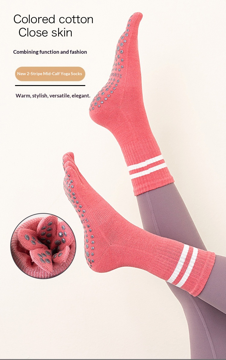 Surge Yoga Non-Slip Professional Women Five-Toe Sports Running Fitness Jump Rope Pressure Mid-Calf Pilates Socks_desvips.com