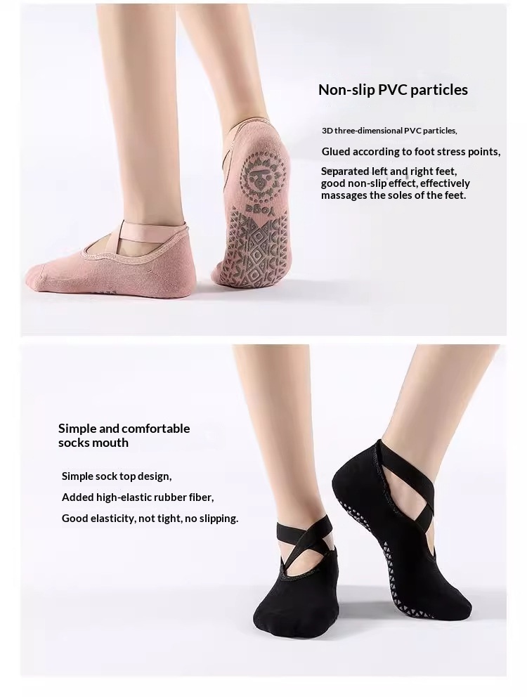 Surge Non-Slip Yoga Pilates Jump Rope Cross Strap Terry Sports Fitness Dance For Women Indoor Shock Absorption Socks_desvips.com