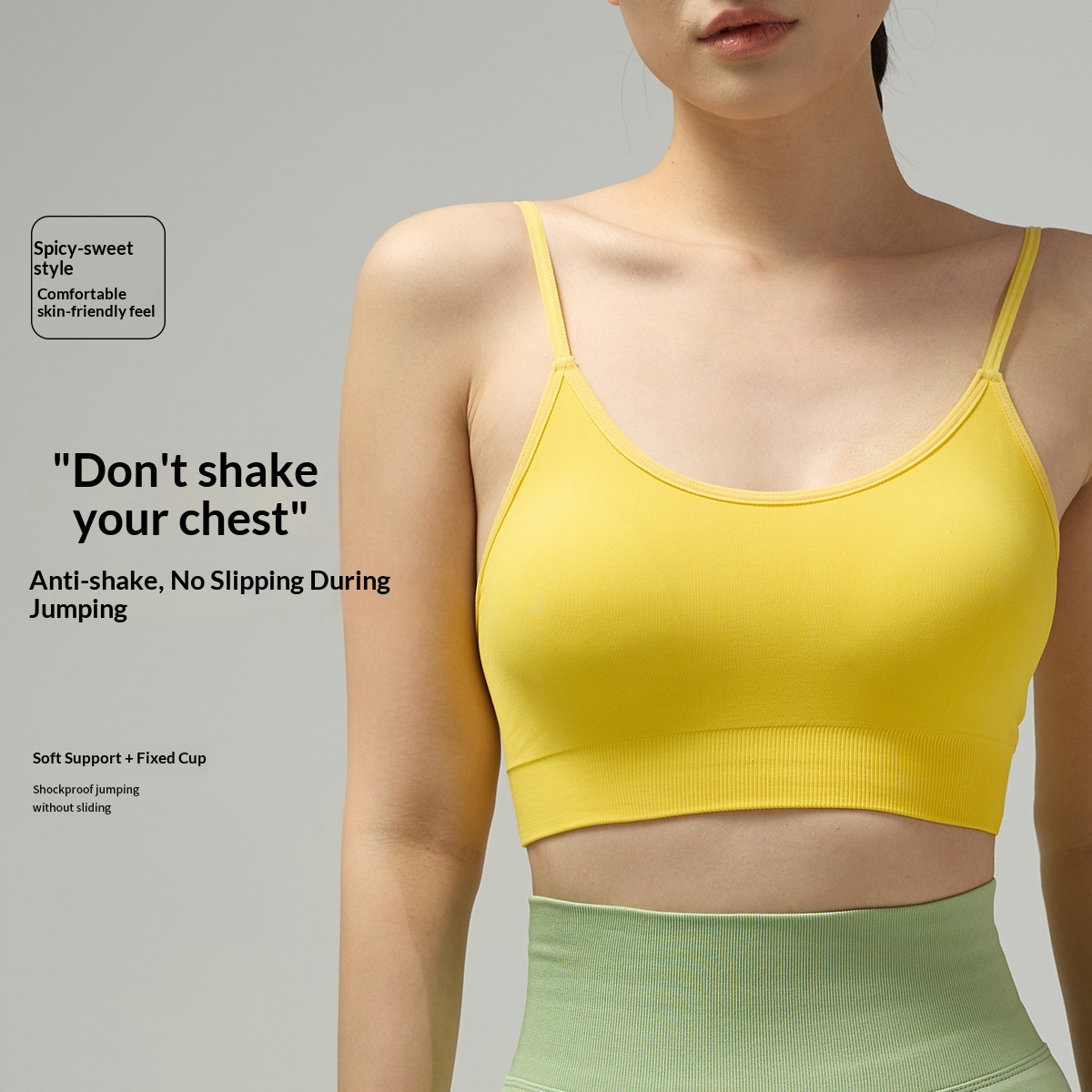 Surge Surge New Yoga Vest Comfortable Seamless Thin Strap Semi-Fixed Cup Slimming Shockproof Sports Fitness Bra_voghion.com