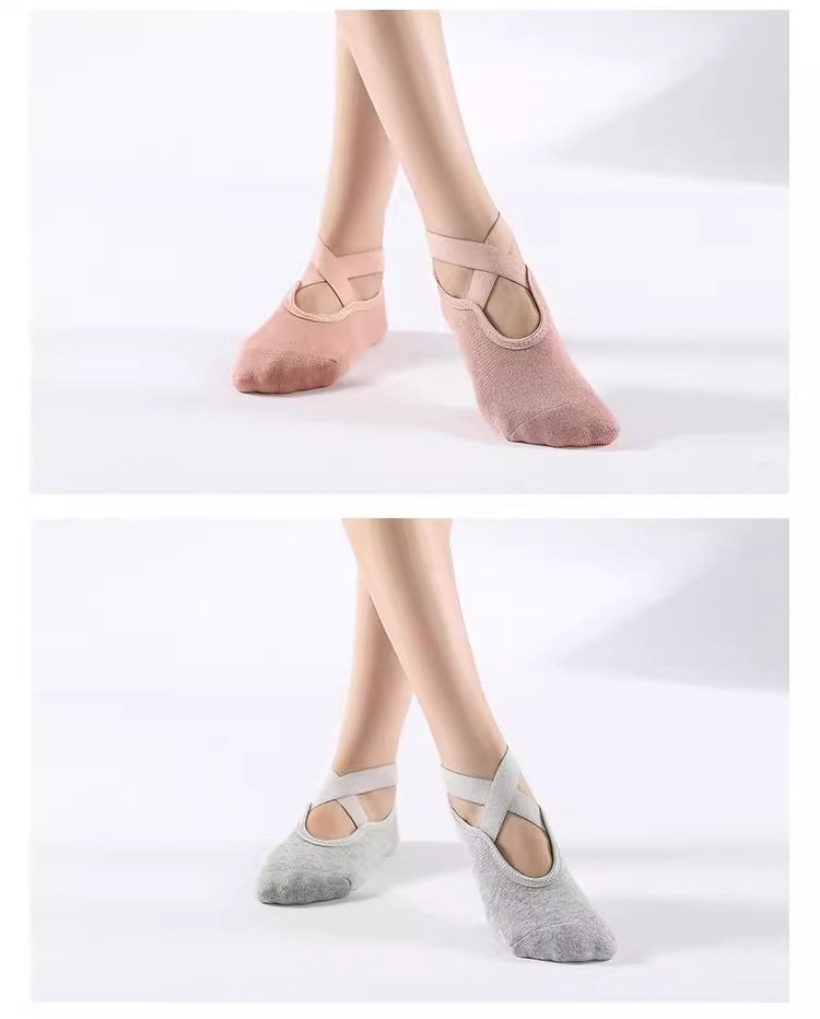 Surge Non-Slip Yoga Pilates Jump Rope Cross Strap Terry Sports Fitness Dance For Women Indoor Shock Absorption Socks_desvips.com
