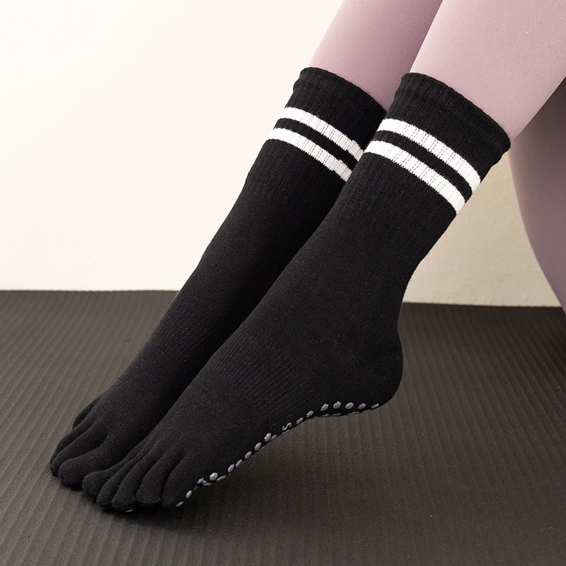 Surge Yoga Non-Slip Professional Women Five-Toe Sports Running Fitness Jump Rope Pressure Mid-Calf Pilates Socks_desvips.com