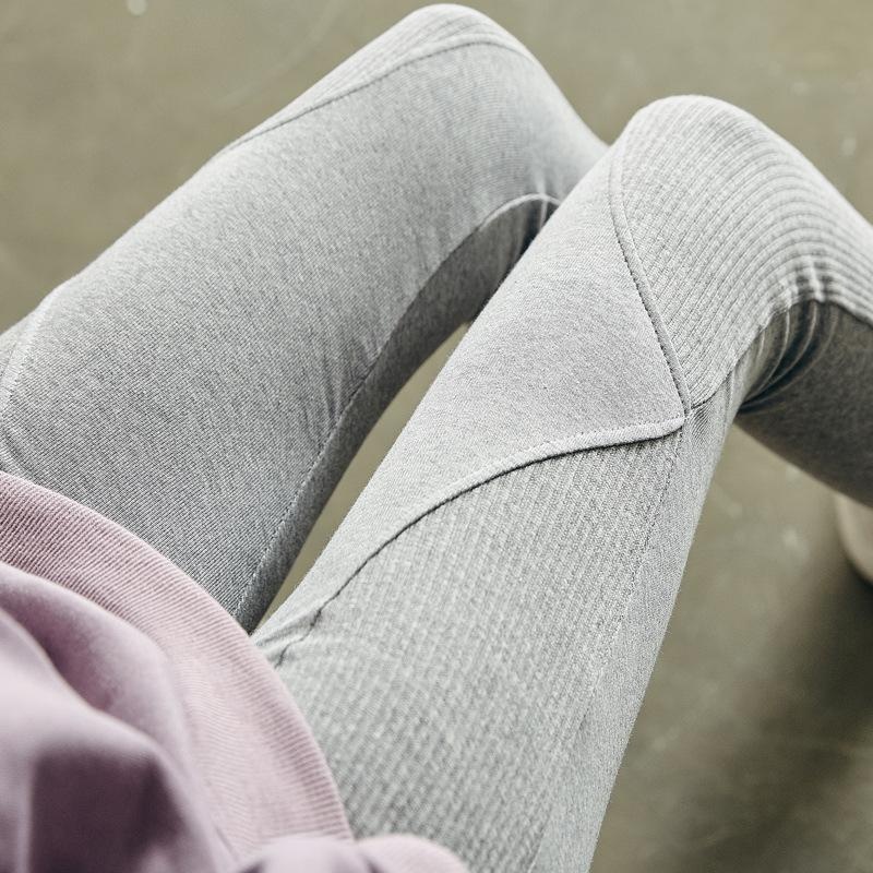 ELLE 666 Welfare Style Leggings For Women, Autumn Versatile Patchwork Ribbed Skinny P, Large Size High Waist Nine-point_mkmklike.com