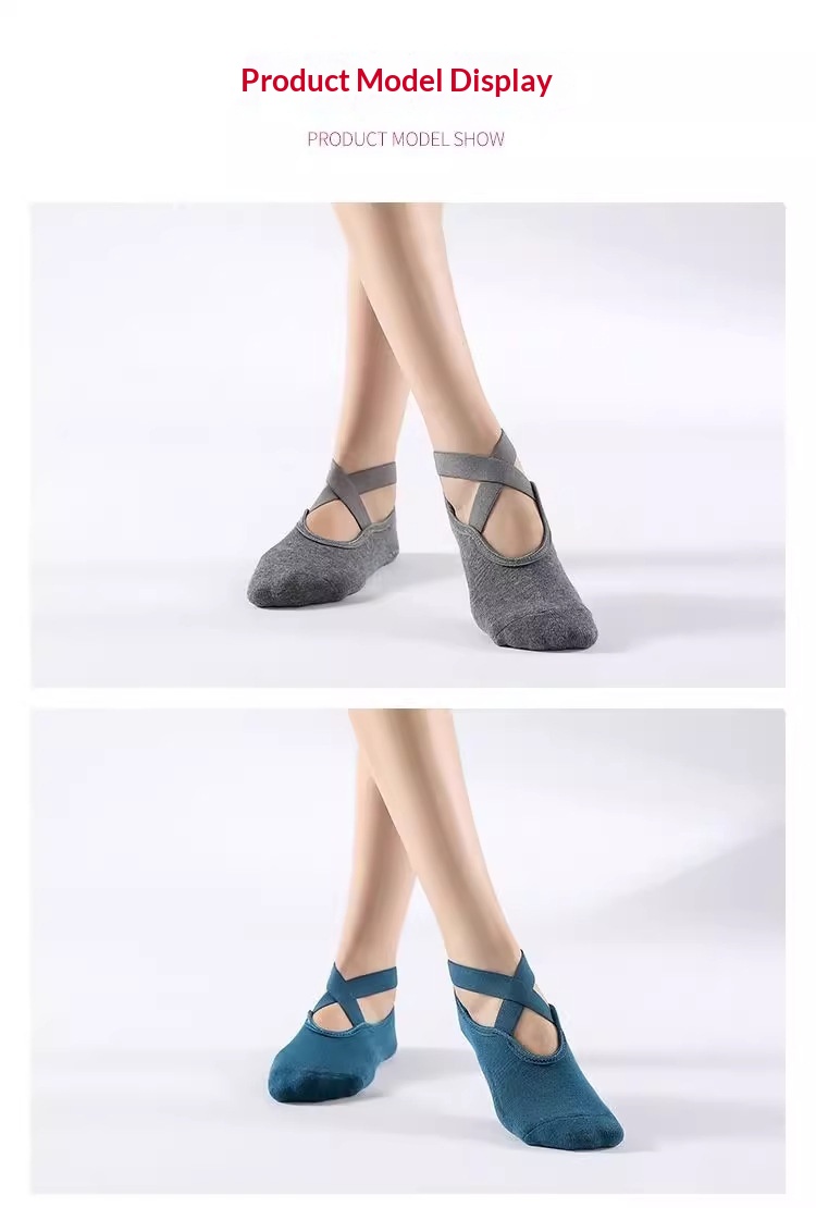 Surge Non-Slip Yoga Pilates Jump Rope Cross Strap Terry Sports Fitness Dance For Women Indoor Shock Absorption Socks_desvips.com