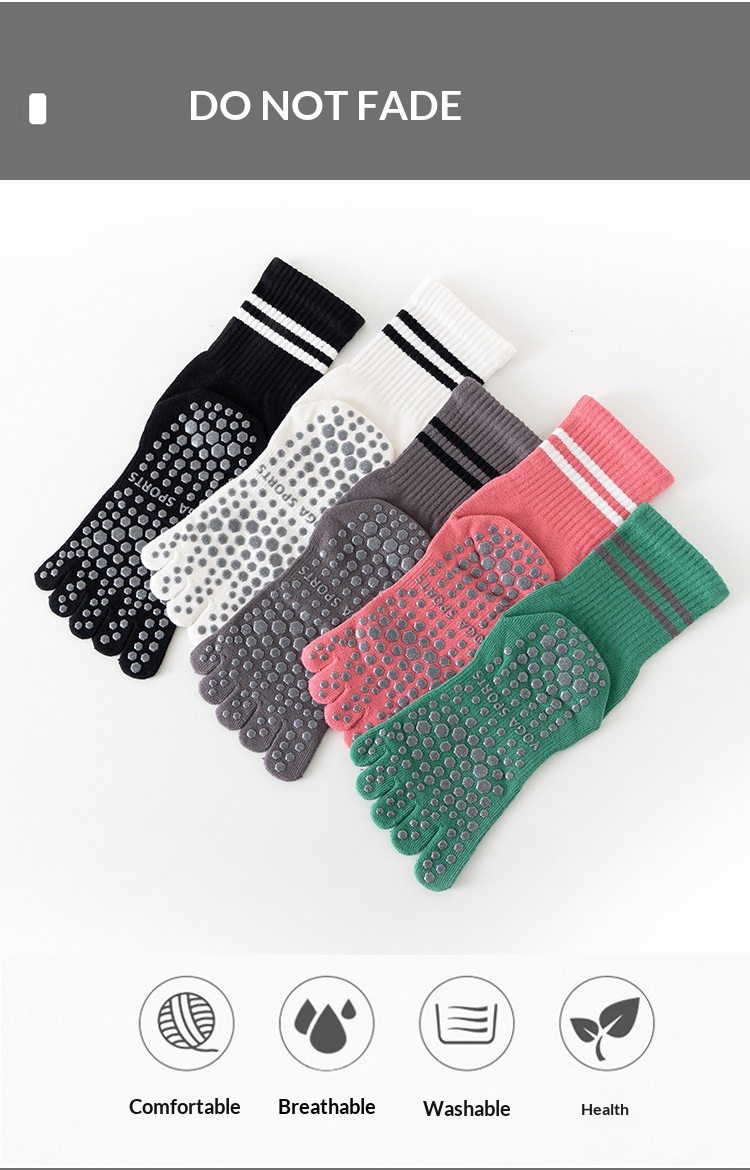Surge Yoga Non-Slip Professional Women Five-Toe Sports Running Fitness Jump Rope Pressure Mid-Calf Pilates Socks_desvips.com