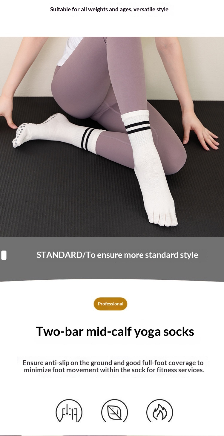Surge Yoga Non-Slip Professional Women Five-Toe Sports Running Fitness Jump Rope Pressure Mid-Calf Pilates Socks_desvips.com