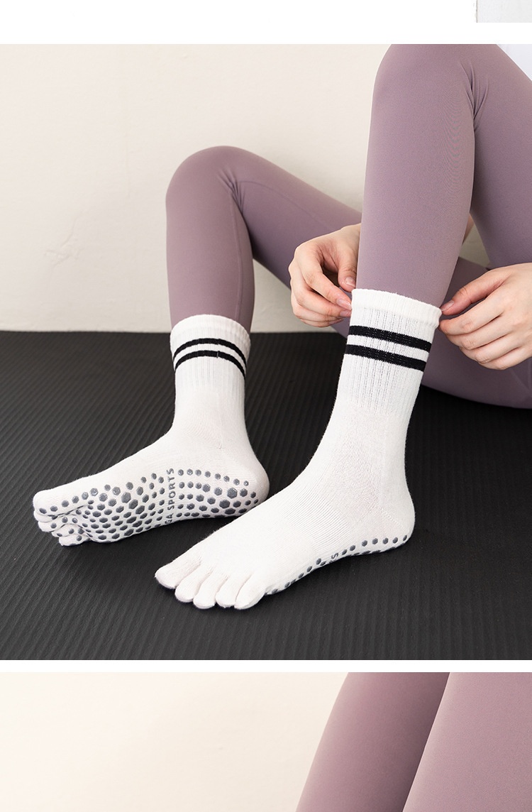 Surge Yoga Non-Slip Professional Women Five-Toe Sports Running Fitness Jump Rope Pressure Mid-Calf Pilates Socks_desvips.com