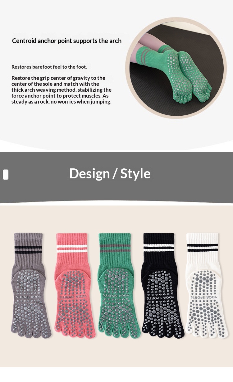 Surge Yoga Non-Slip Professional Women Five-Toe Sports Running Fitness Jump Rope Pressure Mid-Calf Pilates Socks_desvips.com