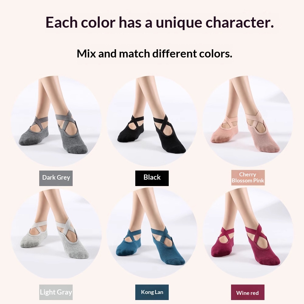 Surge Non-Slip Yoga Pilates Jump Rope Cross Strap Terry Sports Fitness Dance For Women Indoor Shock Absorption Socks_desvips.com