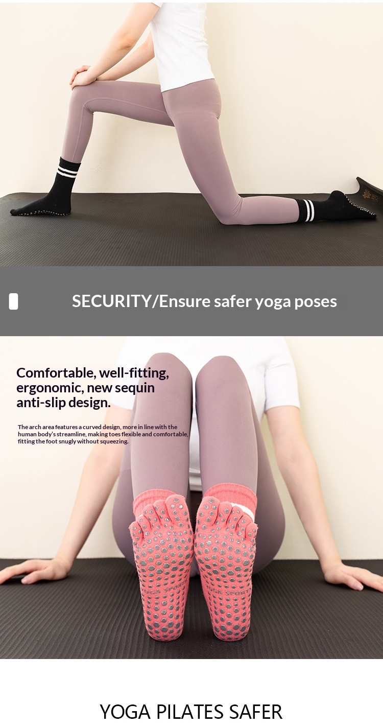 Surge Yoga Non-Slip Professional Women Five-Toe Sports Running Fitness Jump Rope Pressure Mid-Calf Pilates Socks_desvips.com