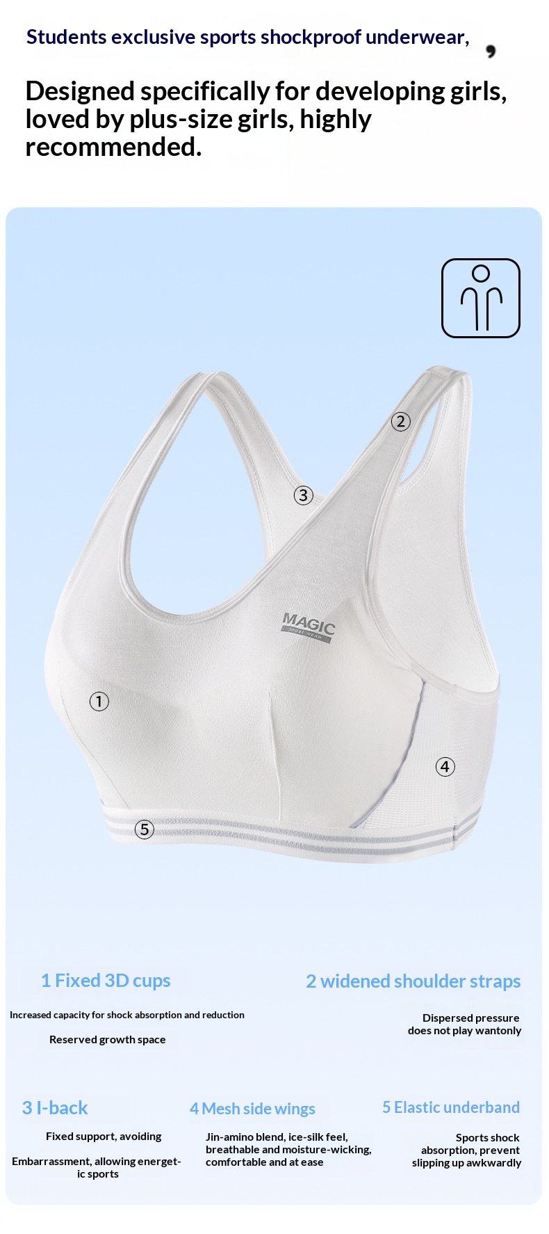 Surge Surge Sports Bra Shockproof Junior High School Students Small Vest Anti-Bump Cotton Lining Underwear Girls' Style_desvips.com