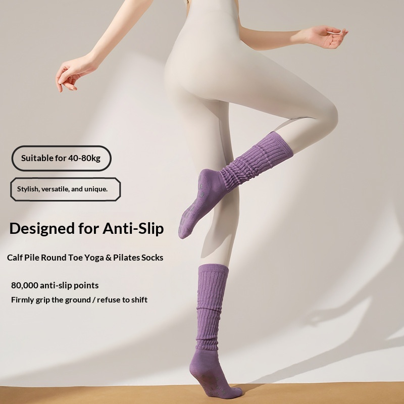 Surge 2025 New Autumn Winter Long Tube Yoga Socks For Women Non-Slip Pilates Special Sports Calf Pile Fitness Thickened_voghion.com